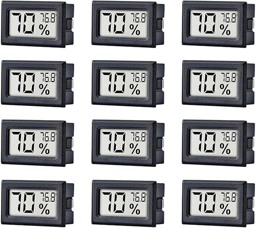 12 Pack Pgzsy Mini Small Digital Electronic Temperature Humidity Meters Gauge Indoor Thermometer Hygrometer LCD Display Fahrenheit (℉) for Humidors, Greenhouse, Garden by Pgzsy