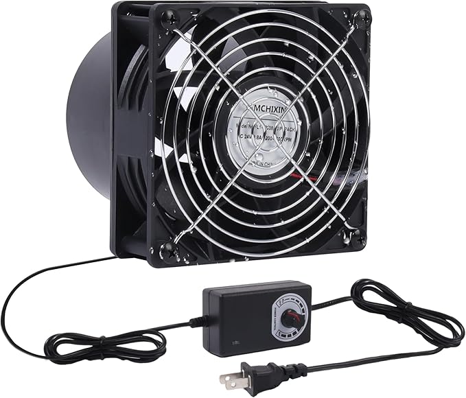 4.72" High-Speed Axial Exhaust Duct Fan with 4" Flange Adapter Stepless Speed Controller – 38mm Thick for 3D Printer Enclosure Laser Engraver Soldering Fume Extractor and Grow Tent Ventilation by AMCHIXIN