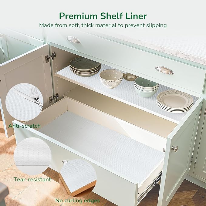 Practical White Shelf Liners for Kitchen Cabinets 18" x10FT, Non-Adhesive Drawer Liner, Non-Slip Strong Grip Cabinet Liner Thickened Mats Waterproof Shelf Paper for Countertop, Cupboard, Dressers - Image 7