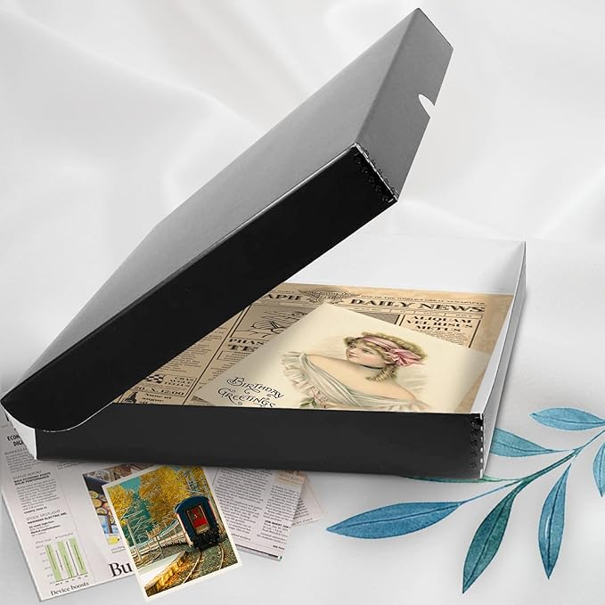 Golden State Art, Archival Folio Storage Box 11x17, Clamshell Design with Metal Edge, Preserve And Store Photos Documents Cards Prints Arts Crafts DIY, Black - Image 7