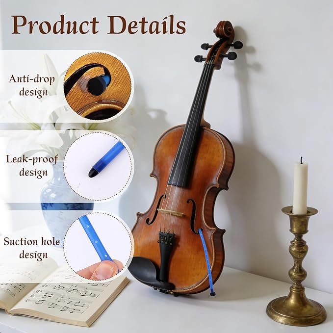 Violin Humidifier, Rubber Portable Violin and Viola Moisture F Hole Humidifier Tube Practical Musical Dampit Instrument Humidity Gift Maintenance Accessory for Cracking Prevention (Blue) - Image 4