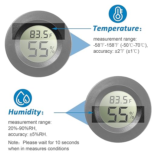 Weewooday 8 Pcs Mini Hygrometer Thermometer Round Digital Humidity Gauge Monitor Electronic Humidity Temperature Meter LCD Display Indoor Outdoor Hygrometer Thermometer for Home Kitchen (Black) - Image 3