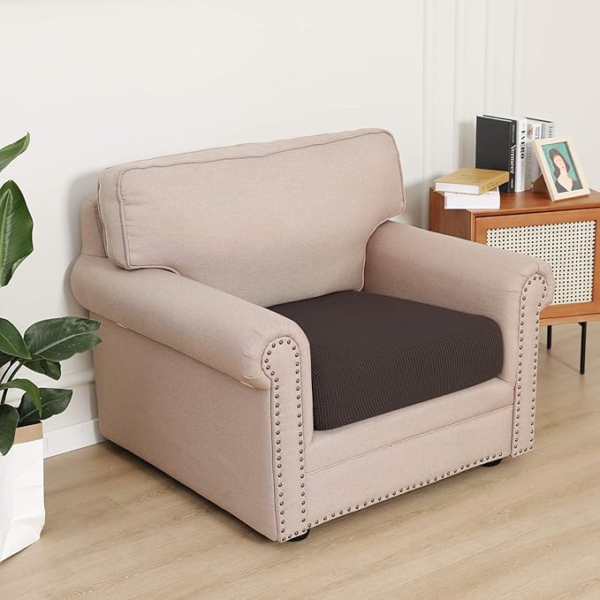 Easy-Going Stretch Chair Cushion Cover Sofa Cushion Furniture Protector Sofa Seat Sofa Slipcover Sofa Cover Soft Flexibility with Elastic Bottom(Chair Cushion, Chocolate) - Image 2