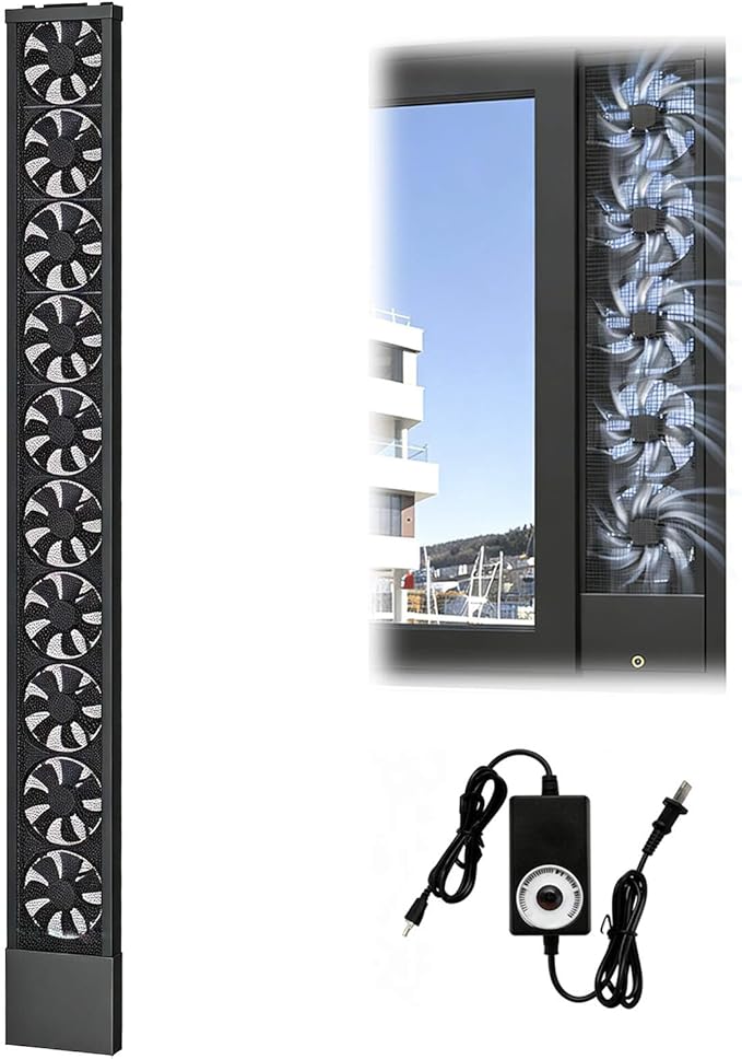 Vertical Window Exhaust Fan for Sliding Windows-Easy Tool-Free Installation, Adjustable Speed with Reversible Airflow, Slim Design for Bedroom Kitchen Office, Alternative to AC Fan and Household Fans by Unknown