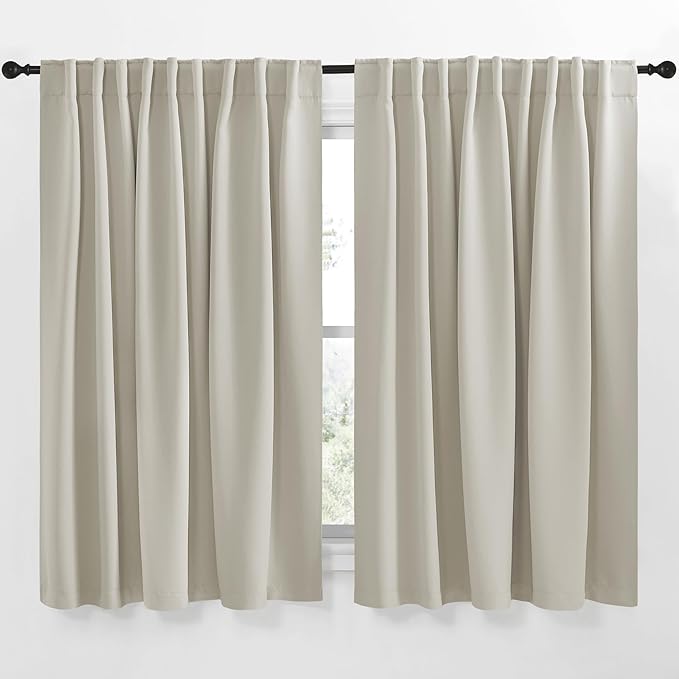 NICETOWN Blackout Curtain Panels Window Draperies - (Natural Color) 70x63 inch, 2 Pieces, Insulating Room Darkening Blackout Drapes for Bedroom by NICETOWN