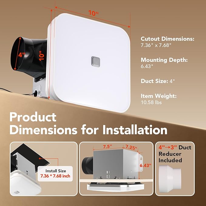 OREiN Matter Smart Bathroom Exhaust Fan with Light, Quiet 110 CFM Ventilation Fan, 1200LM Dimmable LED & Night Light, AI RGB Lighting, 2700K–6500K, No Speaker, Works with Alexa, Google & Apple Home - Image 2