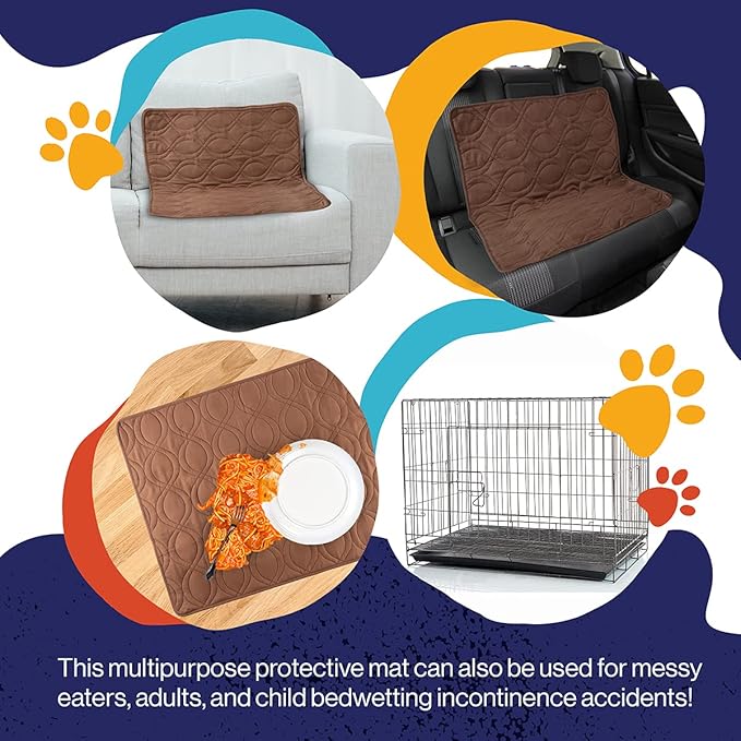 PETMAKER Waterproof Pet Mat - 36x28 Partial Couch Covers for Dogs, Cats, or Kids - Quilted Non-Slip Furniture Protector Pad (Brown) - Image 4