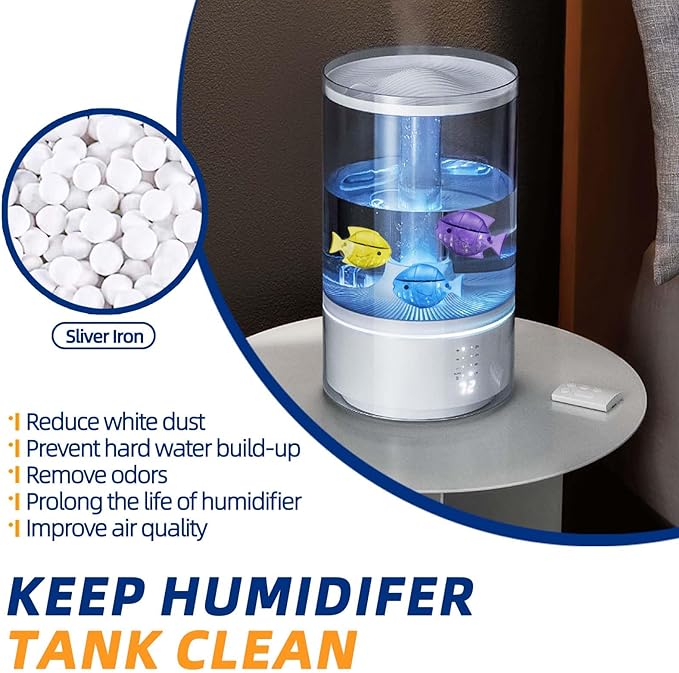 Humidifier Cleaner Fish, Tank Cleaning Cartridge, Purifies Water and Eliminates Mineral Build-up, 12 Pack - Purple, Blue,Yellow 3 Colors - Image 4