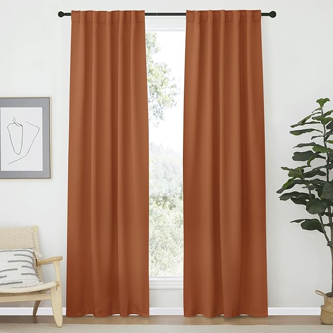 NICETOWN Blackout Curtain Panels Window Draperies - (Burnt Orange Color) 42-Inch Wide x84-Inch Long, 2 Pieces, Home Decoration Light & Noise Reducing Window Covering Room Darkening Drapes for Bedroom by NICETOWN