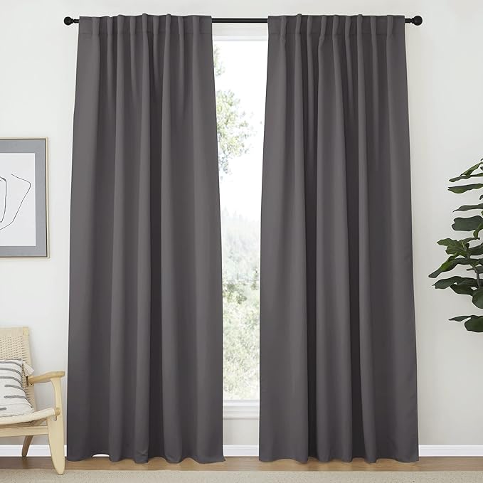 NICETOWN Blackout Curtain Panels Window Draperies - (Grey Color) 70x84 inch, 2 Pieces, Insulating Room Darkening Blackout Drapes for Bedroom by NICETOWN