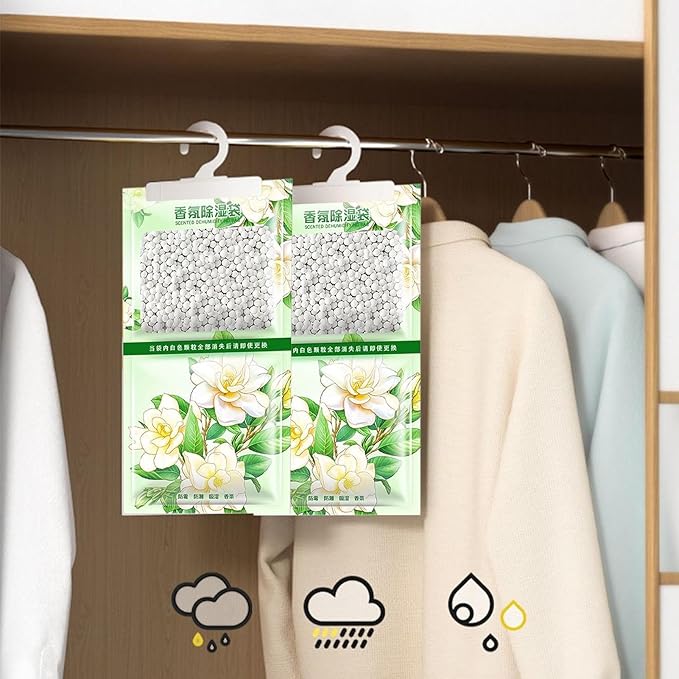 Closet Moisture Absorbers - Dehumidifier Bags Hangable - Odor Eliminator Bags for Closet Shoe Cabinet, Scented Dehumidification Packs - Image 7