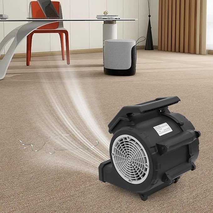 TFCFL Floor Drying Fan, Portable Floor Blower Fan with 3-Speeds & 3 Blowing Angles, For Janitorial, Plumbing, Home, Commercial, Industrial Use (Black) - Image 9