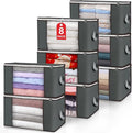 Large Storage Bags, 8 Pack Clothes Storage Bins Foldable Closet Organizers Storage Containers with Durable Handles Thick Fabric for Blanket Comforter Clothing Bedding 90 L (Gray) by BuddingJoy-BuildaJoyfulLifeforYou