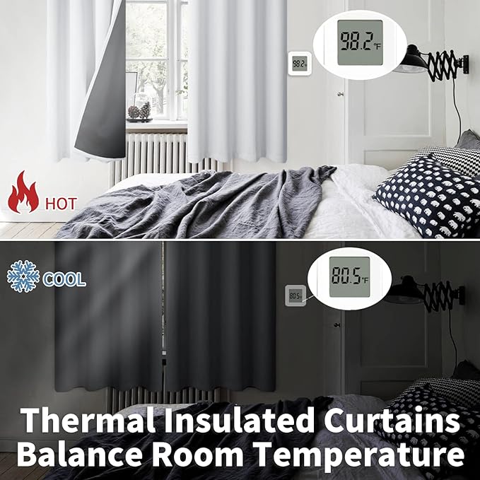 BGment Greyish White 100% Blackout Curtains for Living Room 90 Inch Length 2 Panels, Thermal Insulated Full Light Blocking Energy Save Window Drapes for Nursery Bedroom Darkening, 52 Inch Wide Each - Image 4