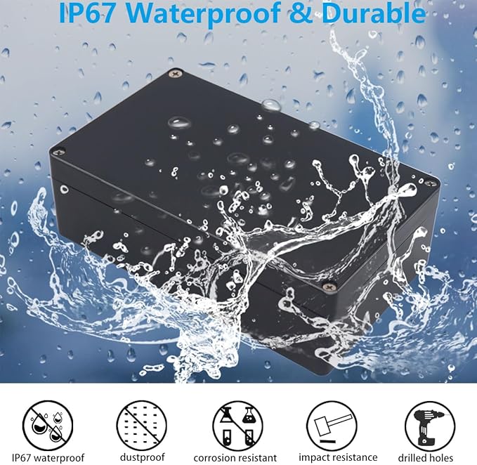 Outdoor Waterproof Junction Box IP67 Project Box ABS Black Electrical Boxes Electronic Enclsoure for DIY Project 3.3x3.2x2.2inch (83 x 81 x 56 mm) - Image 5