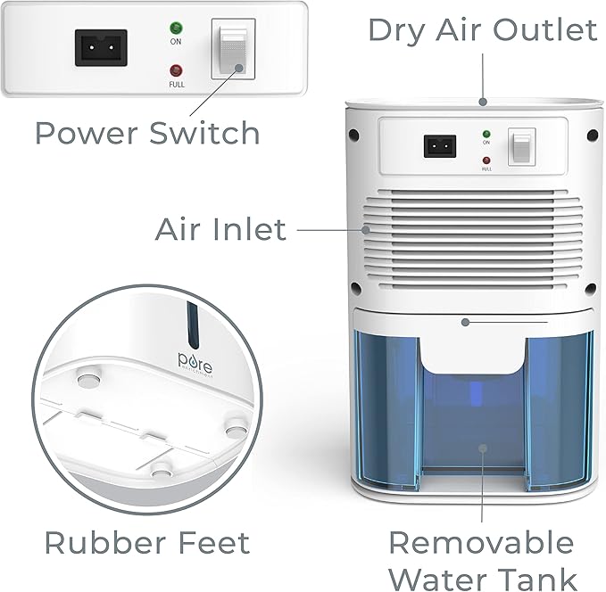 Pure Enrichment PureDry Mini Dehumidifier - 27oz Compact Water Tank Eliminates 300ml/day of Excess Moisture from Closets, Bathrooms, Boats, Kitchens, and Other Small Rooms and Living Spaces - Image 6