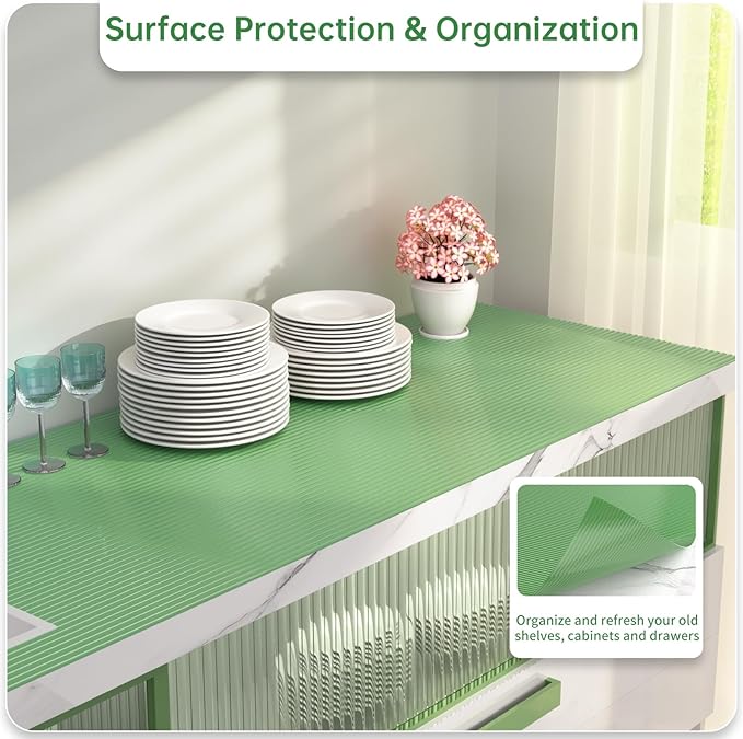 Shelf and Drawer Liner for Kitchen Cabinet, Non-Adhesive 18in x 120in Waterproof Durable Thickened EVA Material Easy-to-Cut Contact Paper Non Slip Mat for Refrigerator, Cupboard, Dresser - Image 5