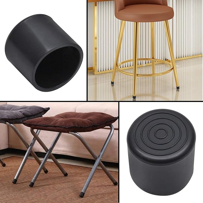 Round Rubber Furniture Leg Caps, 7/8 Inch Chair Leg Floor Protectors for Chair, Table, Sofa, Pack of 20 (22 x 22mm, Black) - Image 5