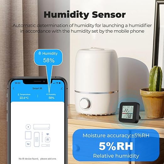 WiFi Smart IR Remote Control, 3-in-1 Smart AC Controller with Temperature Humidity Sensor n Display, Intelligent Control of T&H for Home Greenhouse Pet Garage, Compatible with Alexa (C1) - Image 5