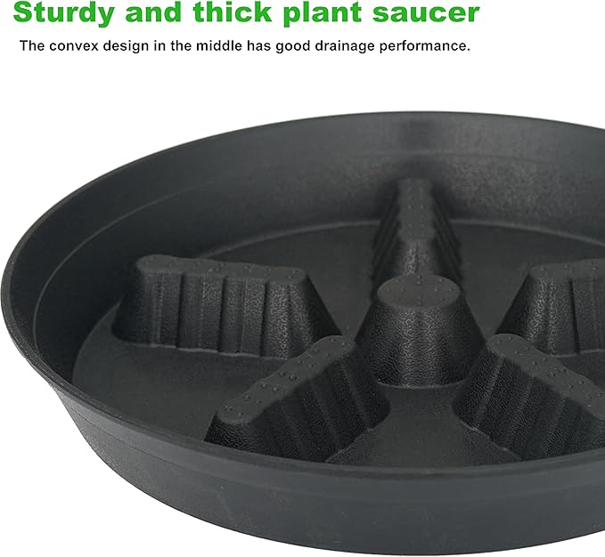 4 Pack Plant Saucer 14 inch, Plastic Plant Saucers for Indoors, Raised Middle Plant Trays for Pots, Water Tray for Plants, Plant Stand Water Catcher Tray, Pot Saucers for Plants - Image 3