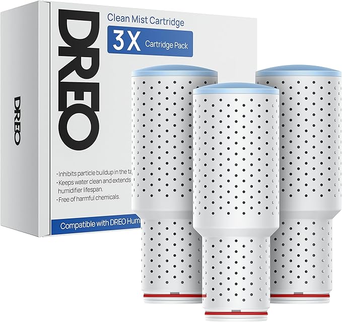 DREO Clean Mist Cartridge 3-Pack for Humidifiers, Compatible with DREO Humidifiers HM311/311S/524/524S/306, Reduce Contaminants Build-up, Healthier Mist, Easier Cleaning by DREO