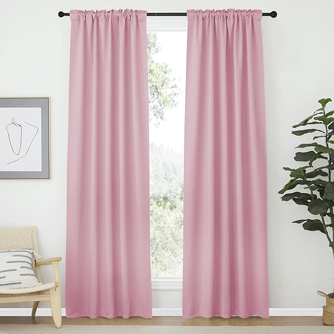 NICETOWN Blackout Curtain Panels Window Draperies - (Rouge Pink Color) 34-Inch Wide x72-Inch Long, 2 Pieces, Home Decoration Light & Noise Reducing Window Covering Room Darkening Drapes for Bedroom - Image 2