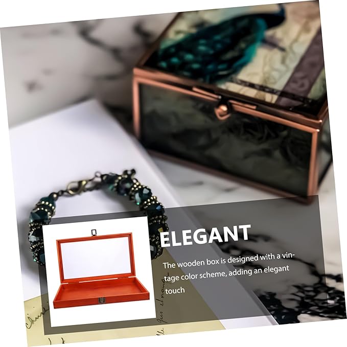 DOITOOL Vintage Style Rectangular Wooden Box Pin Display Case for Figures Safe Storage Solution - Image 4