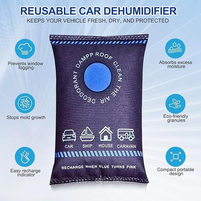 Reusable Dehumidifier Bags, Car Moisture Absorber for Windows Interior, Portable Condensation Prevention for Wardrobe, Closet, Basement, RV, Camper Storage (1, Purple) - Image 3