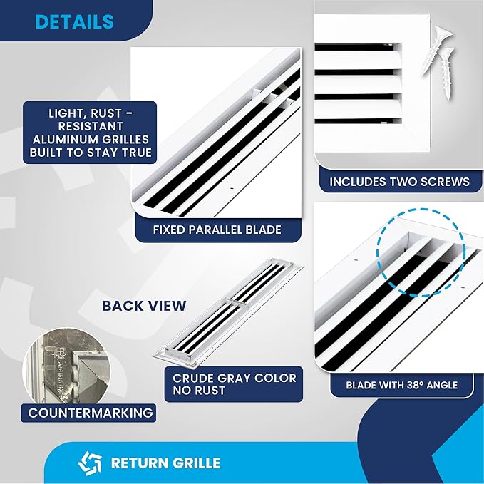 30x4 Inch (Duct Opening) Air Return Vent Cover Decorative – Premium Aluminum AC Vent Cover for Ceiling & Wall, Rustproof Grille, Ideal for Home HVAC Grille, Durable & Easy to Install by ACLAMINAIRE - Image 9