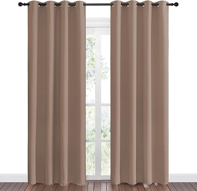 NICETOWN Blackout Draperies Curtains Panels - Window Treatment Thermal Insulated Solid Grommet Blackout Curtains/Panels/Drapes for Bedroom (Set of 2 Panels, 55 by 86 Inch, Cappuccino) - Image 2