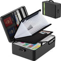 Fireproof Document Bag, Insulated Large Document Box with Lock, Important Document Organizer with Waterproof Zipper Home Office for Letter/A4 Files (Black&13 Pockets-Transparent, 17 x 12 x 5.3 inch) by JIHOX