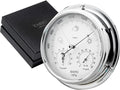 Chrome Barometer with Built-in Hygrometer &Thermometer - Analog Weather Station for Home & Outdoor Use - Handmade in England - Heavy Chrome Plated Brass Case (1/2kg), 6in x 2in by TABIC