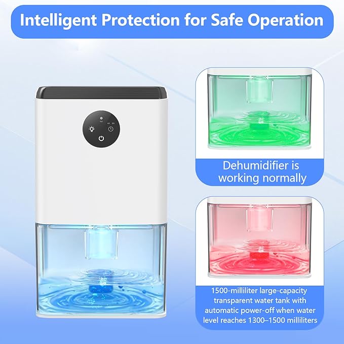 Dehumidifier, 50 OZ Small Dehumidifiers for Room for Home, Quiet with Auto Shut Off, Dehumidifiers for Bedroom, RV, Closet - Image 6
