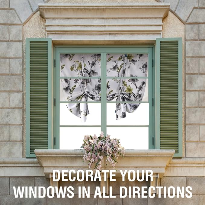 H.VERSAILTEX Reversible Tie Up Curtains Cattleya Floral Printed Rod Pocket Panel for Small Window - Reversible in Blue/Olive ，42" Wide by 45" Long - Image 8