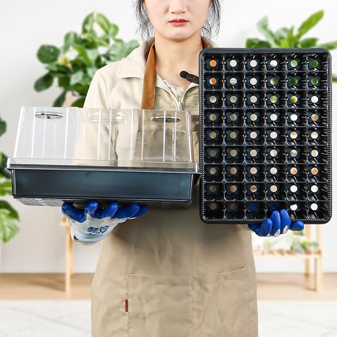 Heavy Duty Seed Starter Trays with 5'' Tall Humidity Domes & 2.75'' Deep Cells – 3-Pack (162 Cells Total) Reusable Plant Germination Kit, Durable Plastic Seedling Trays for Herbs, Vegetables - Image 8