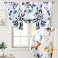 H.VERSAILTEX Tie Up Curtain Double Sided Cattleya Floral Printed Window Valance Balloon Roman Curtain, Rod Pocket 1-Pack, Reversible in Blue/Yellow, W 42 x L 36 by HVERSAILTEX