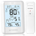 Indoor Outdoor Thermometer Wireless Weather Station with 330FT Range Remove Sensor Inside Outside Digital Hygrometer Thermometer Battery Powered Temperature Gauge Humidity Monitor with Clock&Backlight by Bettsparks