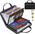 Tamfile Fireproof Accordion File Organizer with Handle, 13 Pocket Colorful Expanding File Folder with Zipper & Labels, File Folder with Multi-Pockets Paper Organizer Folder for Letter A4 Files (Black) by Tamfile
