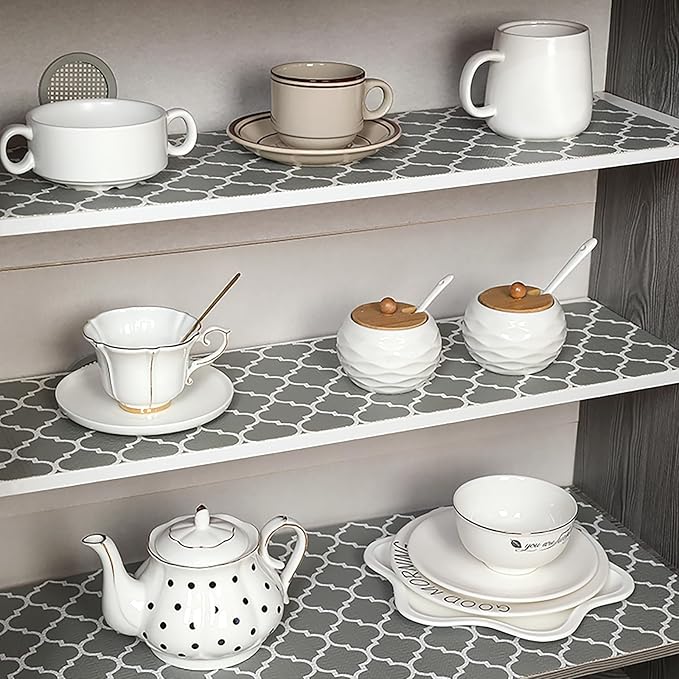 Drawer Shelf Liner Non Adhesive, Slip Resistant Easy to Clean Protect Kitchen Mats Thickened Strong Grip for Cabinet, Pantry, Tool Box, Cupboard, Dresser, Bathroom (Gray, 17.5 in x 10 FT) - Image 9