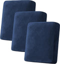 H.VERSAILTEX Velvet Stretch Couch Cushion Cover Plush Cushion Slipcover for Chair Loveseat Sofa Cushion Furniture Protector Seat Cushion Sofa Cover (3 Piece Sofa Cushion Covers, Navy) by HVERSAILTEX