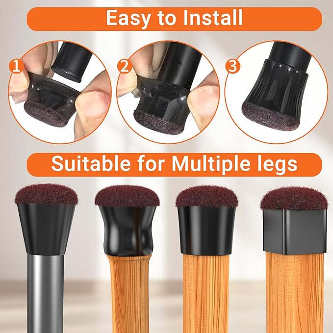 24 Pcs Silicone Chair Leg Floor Protectors Extra Small，Purple Chair Leg Covers to Protect Wood/Tile/Floors Scratches,Felt Pads Chair Leg Caps No Noise - Image 6