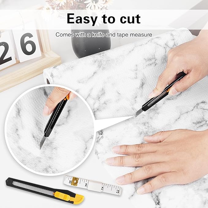 Drawer and Shelf Liner for Kitchen Cabinet,Non-Adhesive Cabinet Liners 24in x 20FT,Waterproof Shelf Paper Non-Slip Mats Cupboard Liners Contact Protect Dresser/Shelves/Table-Marble - Image 4