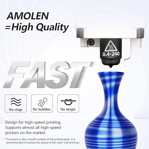 AMOLEN Silk PLA 3D Printer Filament Bundle, Multicolor Gradient Rainbow PLA 1.75mm Pack, Shiny Fast Color Change 3D Printing Filament for Most FDM 3D Printer, 200g X 4 Spools - Image 7