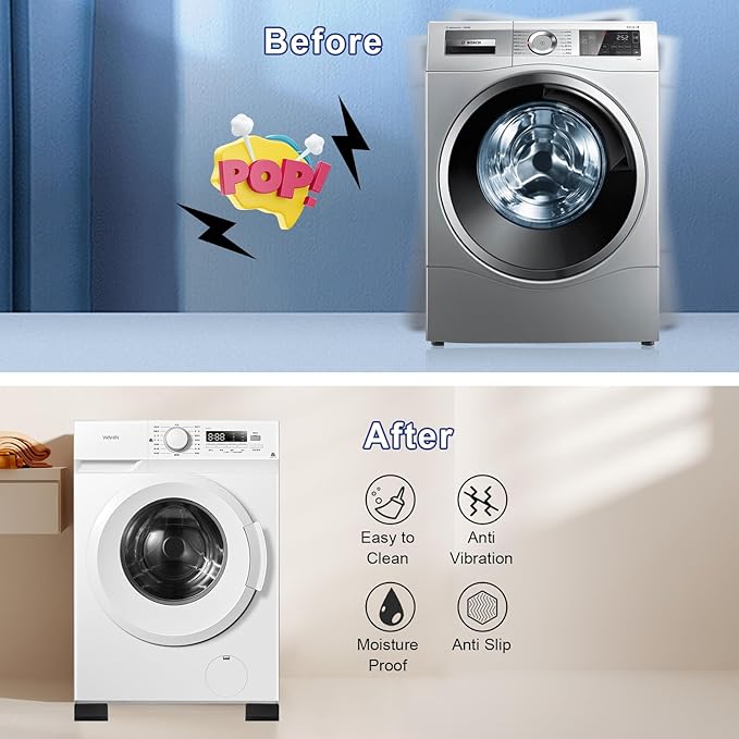 4Pcs Anti Vibration Pads for Washing Machine, Stops Washer Dryer Moving, Prevents Noise, Vibration Transfer, Antivibration Stabilizer Support Feet Mat Suitable for Most Furniture (Increase1.8in) - Image 3