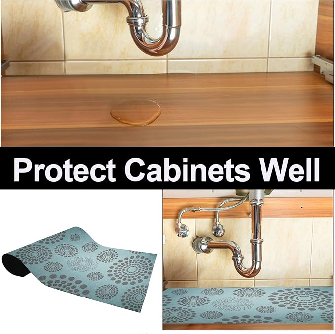 AiBOB Waterproof Under Sink Mat, Absorbent Quick Dry Sink Liners Protect Cabinets, Durable Shelf Liners, Slip Resistant and Non-Adhesive, 24X68, Blue Grey - Image 4