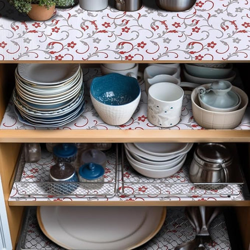 12" W x 120" L Floral Drawer and Shelf Liner for Cabinets, Non-Adhesive Strong Grip Non-Slip Flower Shelf Cabinet Kitchen Shelf Liners for Kitchen Cabinets - Image 2