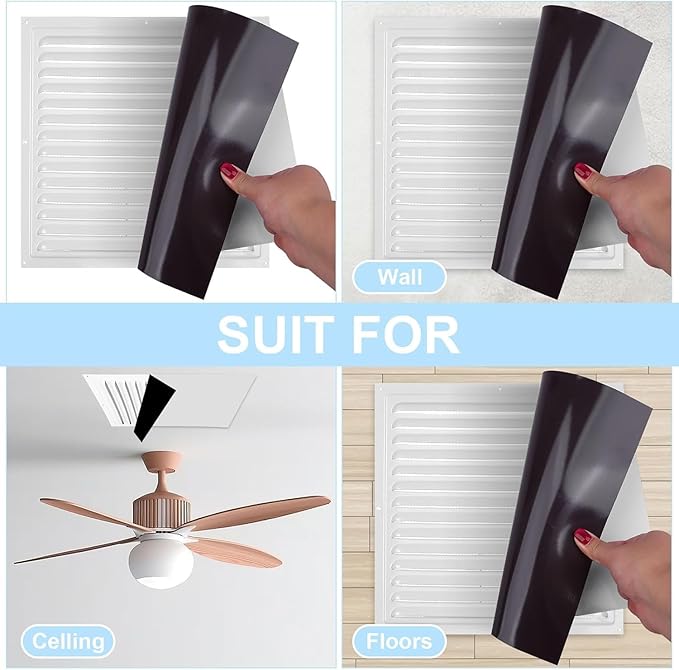 Square Magnetic Vent Covers, Extra Strong Magnets, 10" x 10" (2 Pack), Fits Steel Vents Only, Complete Seal, Air Vent Covers for Home Ceiling, Wall Registers, HVAC, AC, and Heater Vents (10) - Image 6