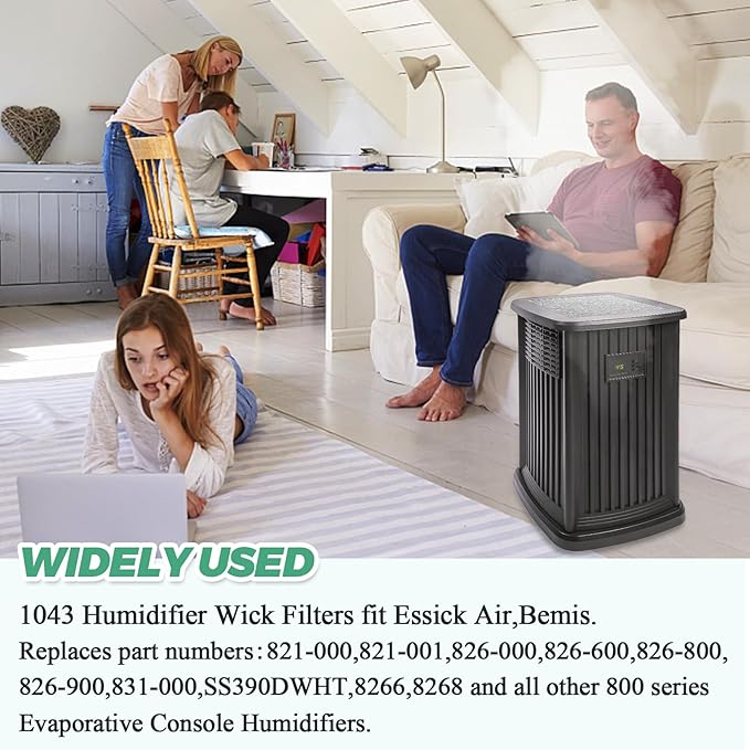 Techecook 1043 Super Humidifier Wick Filters (4 Pack) Replacement for Essick AirCare Evaporative Humidifiers EP9500 EP9700 EP9800 831000 821000 826000 826800 and Bemis Space Saver 800 8000 Series - Image 6