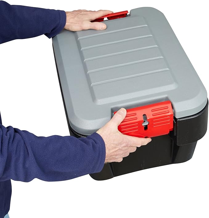 Rubbermaid® ActionPacker®️ 8 Gal Lockable Storage Box Pack of 4, Outdoor, Industrial, Rugged, Grey and Black - Image 4