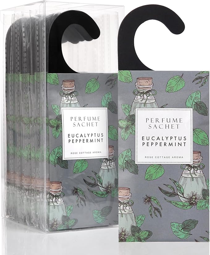ROSE COTTAGE Large 12 Packs Eucalyptus Peppermint Hanging Closet Air Freshener Scented Sachets Long Lasting Smell Goods by ROSECOTTAGE